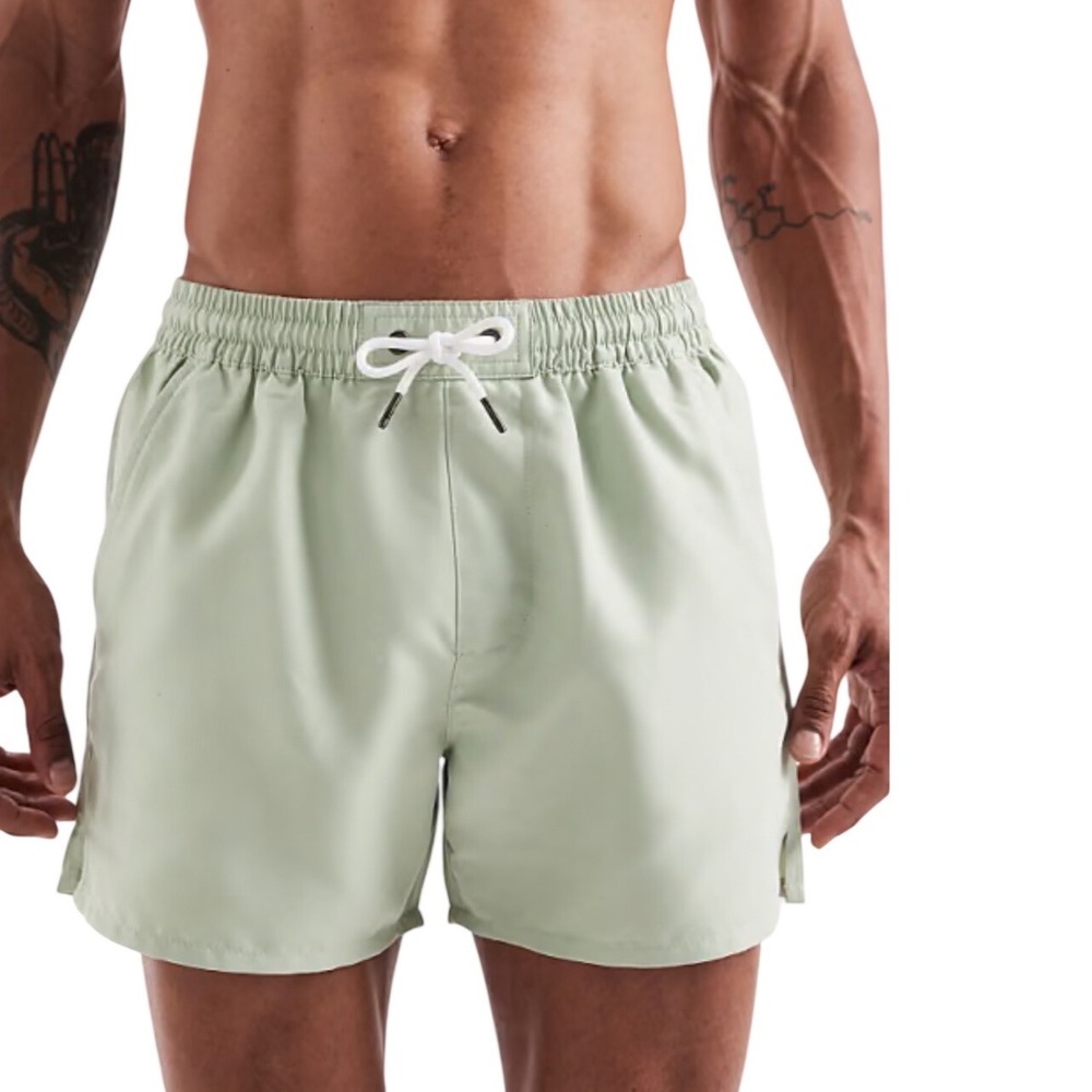 ASOS Men Sage Green Swim Shorts Mesh Lined Elastic Waist Trunks Size Medium NEW